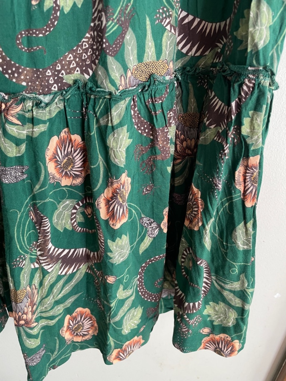 By Anthropologie Victoria Garcia Floral Flutter-Sleeve Tiered Mini Night Dress - Picture 8 of 15